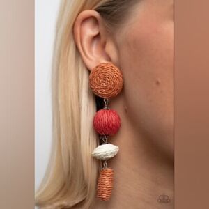 Chic Orange and Cream Dangle Earrings